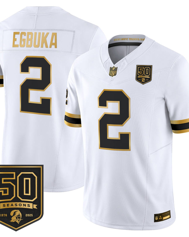 Men's Tampa Bay Buccaneers Throwback 50th Season Patch Gold Vapor Limited Jersey - All Stitched