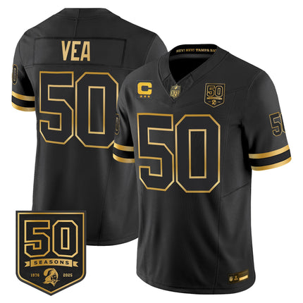 Men's Tampa Bay Buccaneers Throwback 50th Season Patch Gold Vapor Limited Jersey - All Stitched