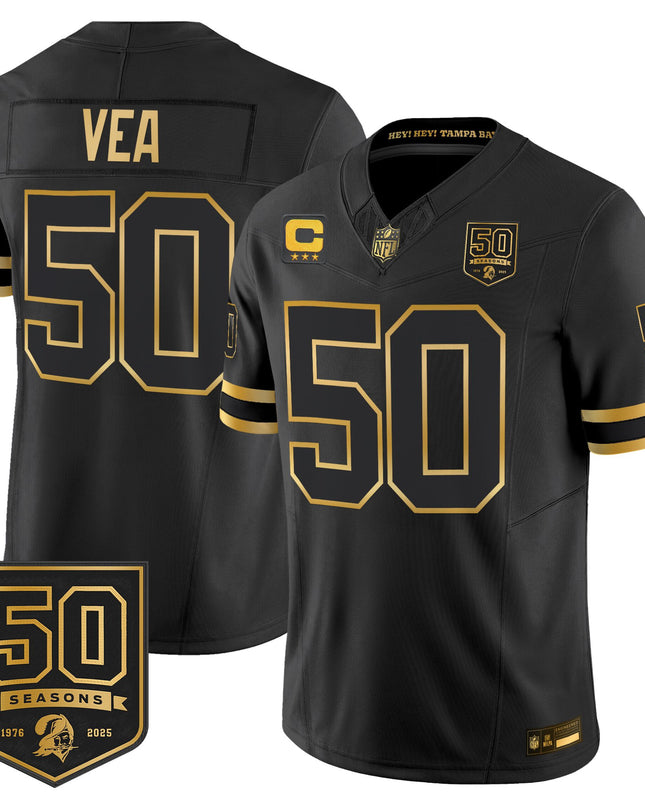 Men's Tampa Bay Buccaneers Throwback 50th Season Patch Gold Vapor Limited Jersey - All Stitched