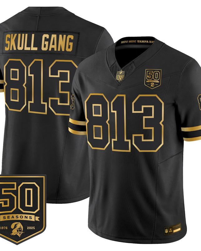 Men's Tampa Bay Buccaneers Throwback 50th Season Patch Gold Vapor Limited Jersey - All Stitched