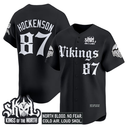 Men's Minnesota Vikings 'Gothic Norseblood Edition' Vapor Baseball Jersey - All Stitched