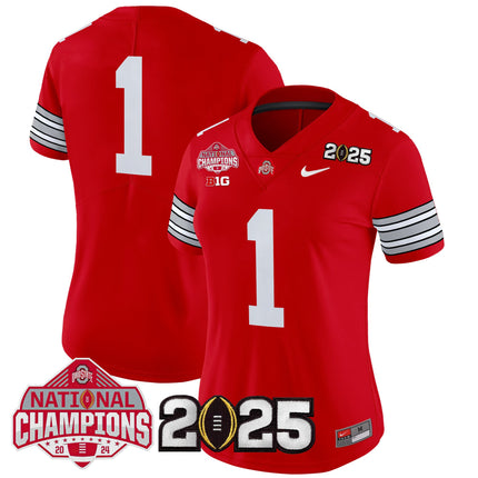 Women's Ohio State Buckeyes 'Heritage Stripe' 2025 National Champions Patch Vapor Limited Jersey - All Stitched