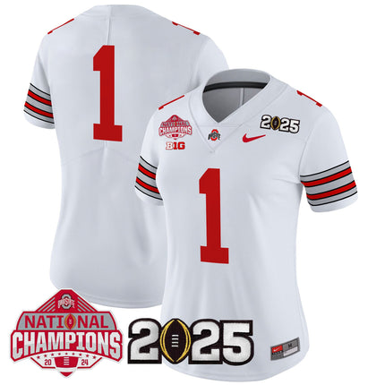 Women's Ohio State Buckeyes 'Heritage Stripe' 2025 National Champions Patch Vapor Limited Jersey - All Stitched
