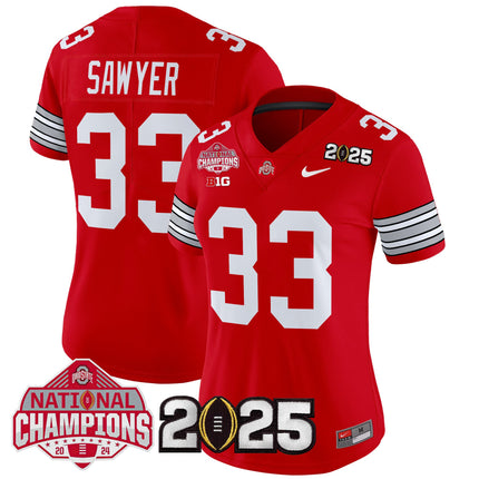 Women's Ohio State Buckeyes 'Heritage Stripe' 2025 National Champions Patch Vapor Limited Jersey - All Stitched