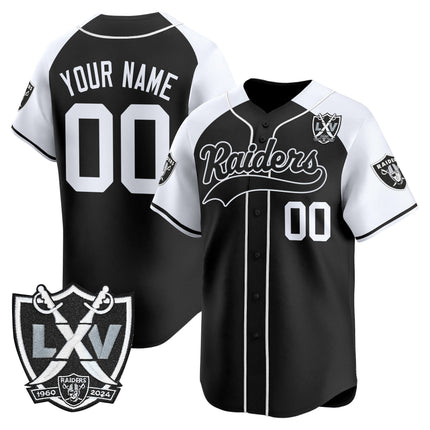 Las Vegas Raiders 65th Anniversary Patch Vapor Baseball Custom Jersey - All Stitched