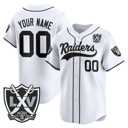 Las Vegas Raiders 65th Anniversary Patch Vapor Baseball Custom Jersey - All Stitched