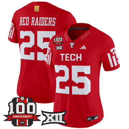 Women's Texas Tech Red Raiders 2025 Vapor Limited Jersey - 100th Anniversary Patch - All Stitched