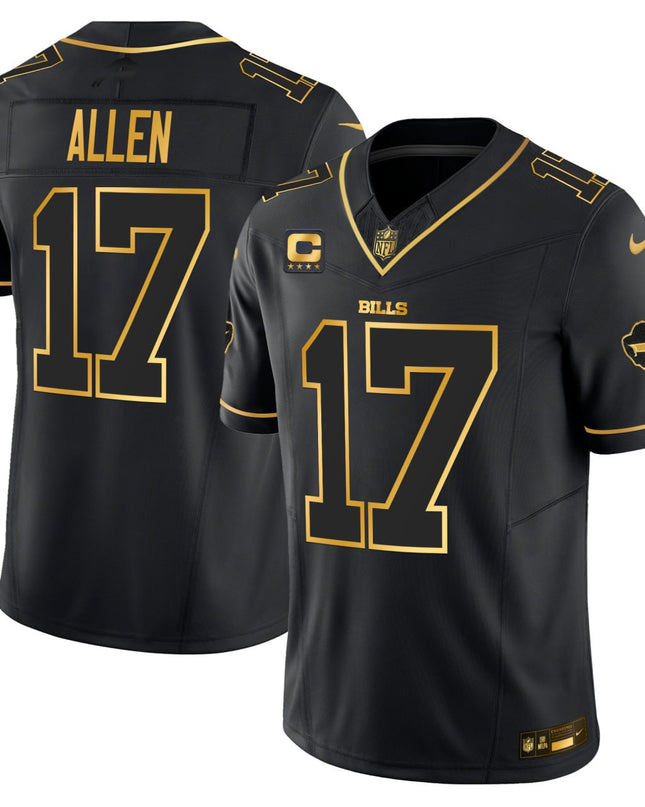 Josh Allen Buffalo Bills Black Gold Jersey - All Stitched
