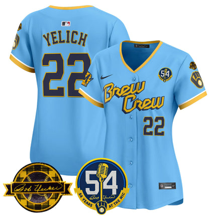 Women's Milwaukee Brewers 'Bob Uecker - 54 Seasons for Brewers' Vapor Premier Limited Jersey - All Stitched