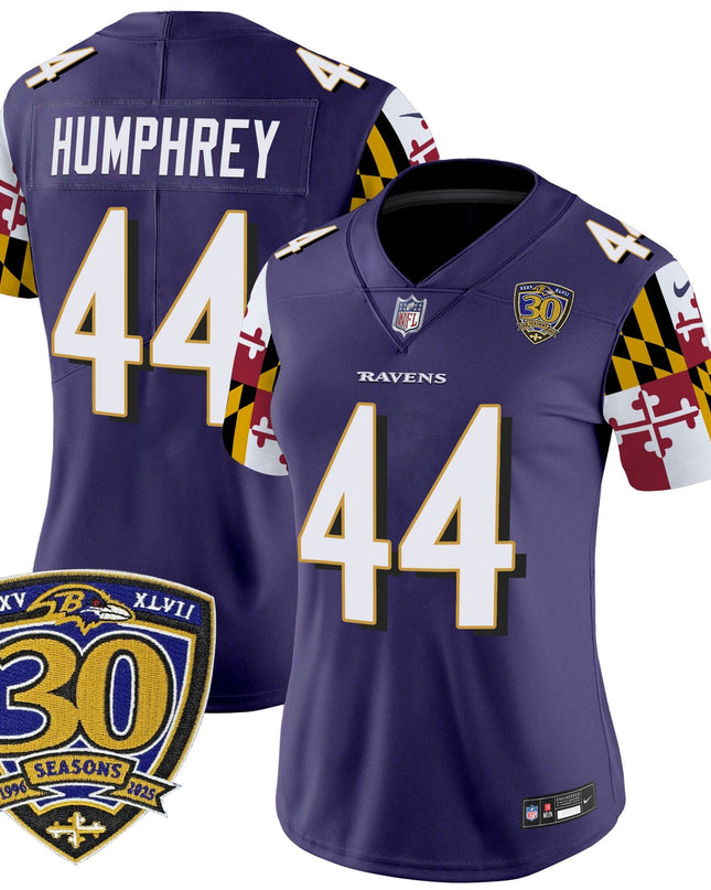 Women's Baltimore Ravens 'Maryland Flag Edition' Vapor Limited Jersey - 30th Anniversary Patch - All Stitched