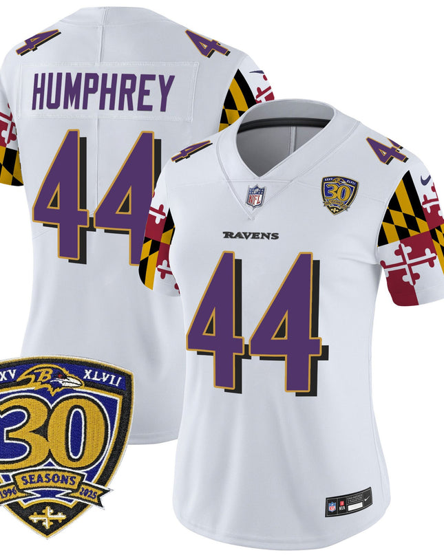 Women's Baltimore Ravens 'Maryland Flag Edition' Vapor Limited Jersey - 30th Anniversary Patch - All Stitched