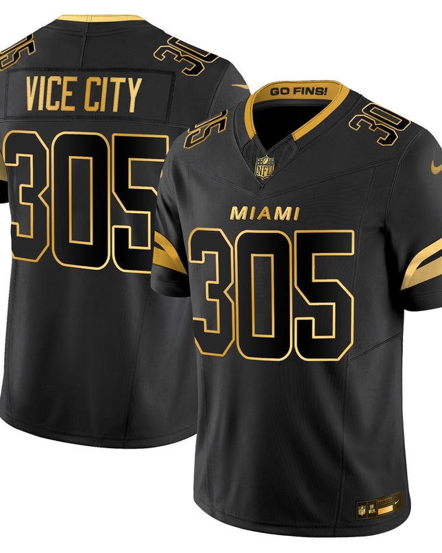 Men's Miami Dolphins 2025 "Rivalries" Gold Vapor Limited Jersey - All Stitched