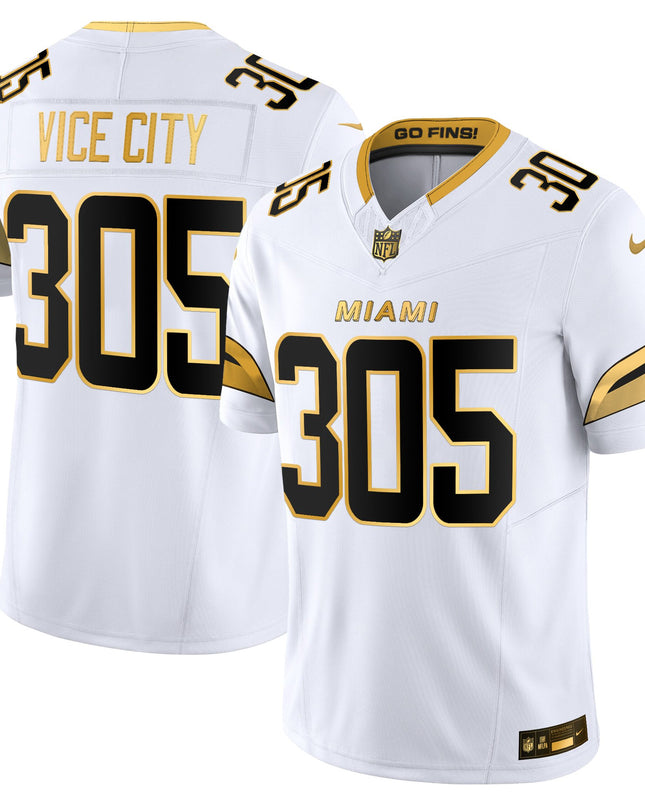 Men's Miami Dolphins 2025 "Rivalries" Gold Vapor Limited Jersey - All Stitched