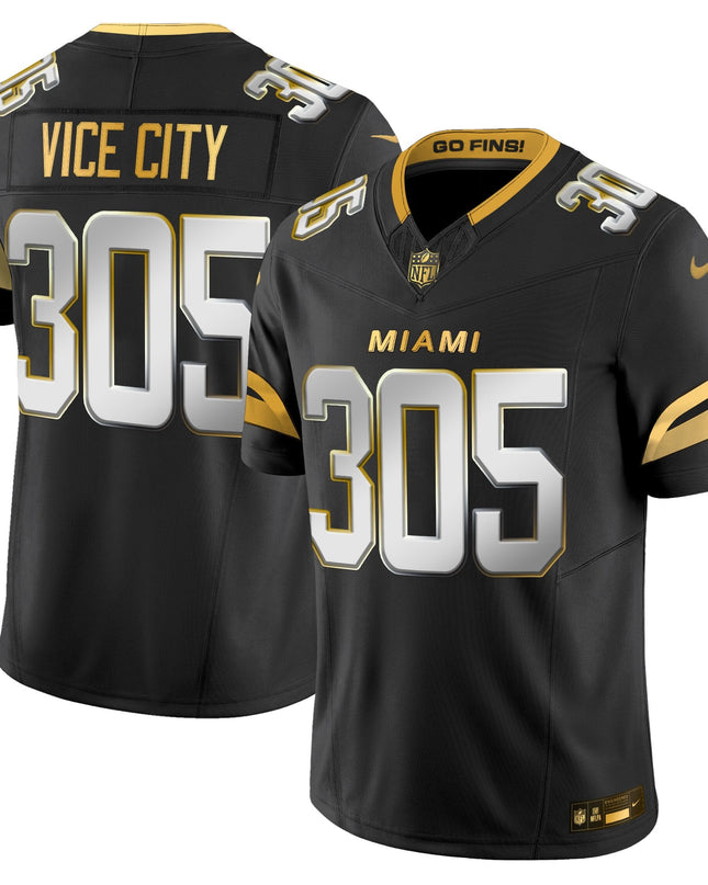 Men's Miami Dolphins 2025 "Rivalries" Gold Vapor Limited Jersey - All Stitched