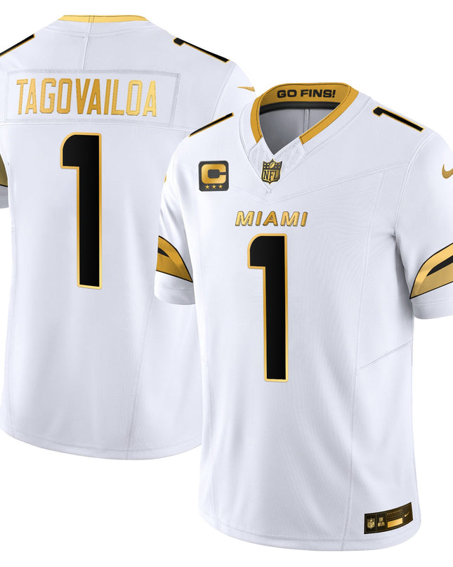 Men's Miami Dolphins 2025 "Rivalries" Gold Vapor Limited Jersey - All Stitched
