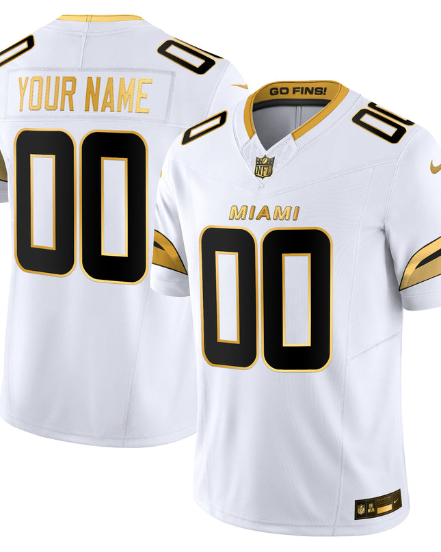 Miami Dolphins 2025 "Rivalries" Gold Vapor Limited Custom Jersey - All Stitched