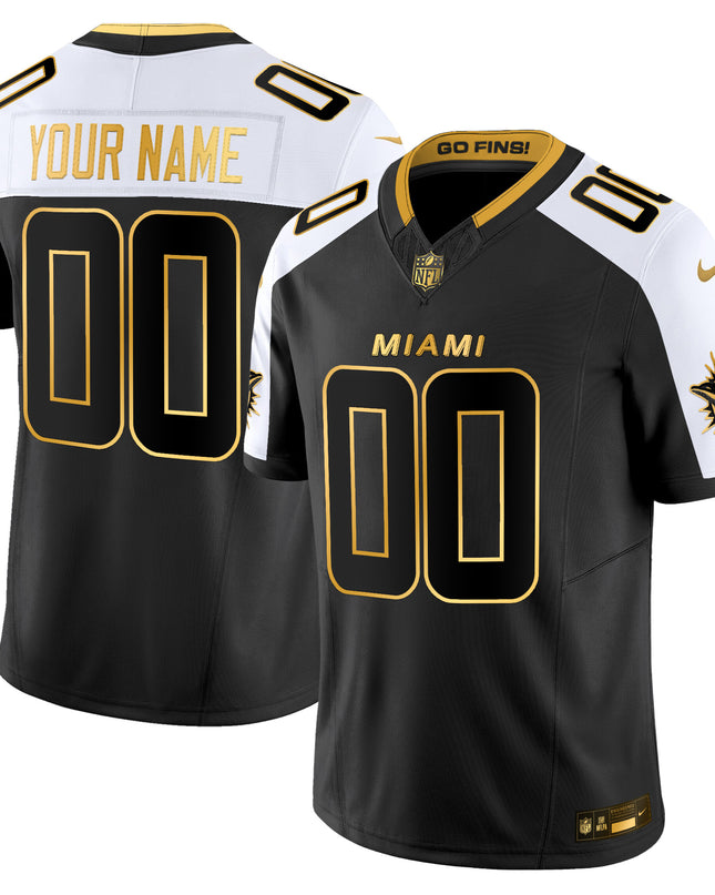Miami Dolphins 2025 "Rivalries" Gold Vapor Limited Custom Jersey - All Stitched
