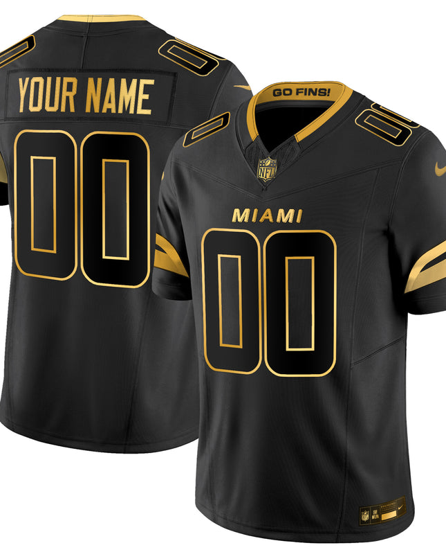 Miami Dolphins 2025 "Rivalries" Gold Vapor Limited Custom Jersey - All Stitched