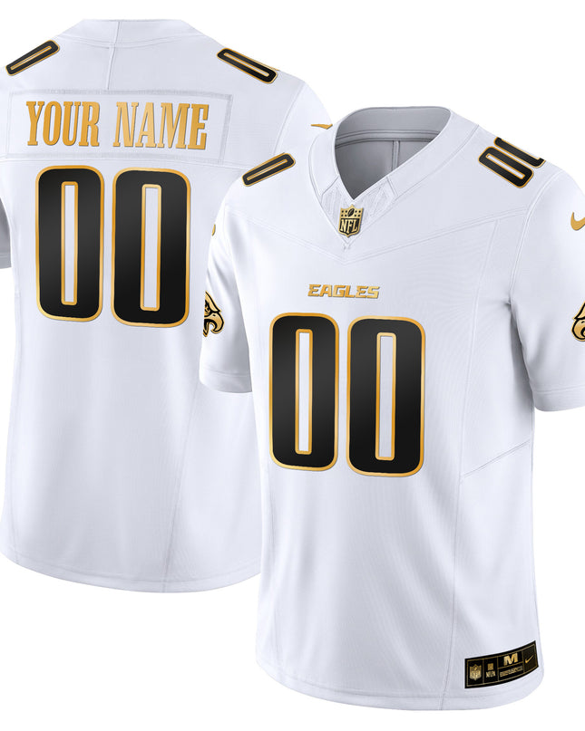 Philadelphia Eagles 2025 Gold Vapor Limited Custom Jersey - All Stitched