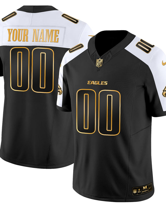 Philadelphia Eagles 2025 Gold Vapor Limited Custom Jersey - All Stitched