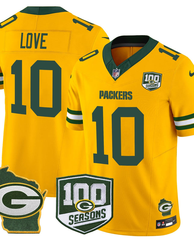 Men's Green Bay Packers 100th Season & Home Patch Vapor Limited Jersey - All Stitched