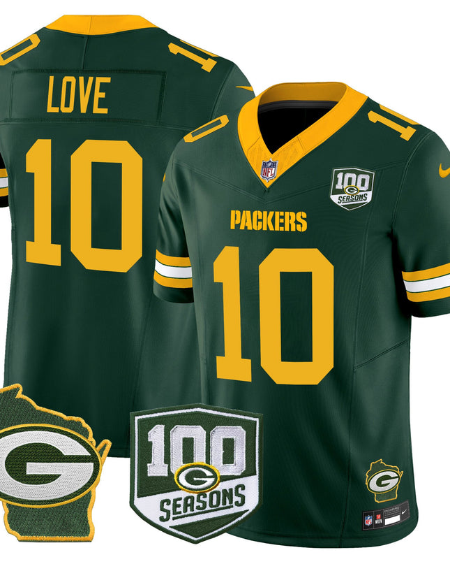 Men's Green Bay Packers 100th Season & Home Patch Vapor Limited Jersey - All Stitched