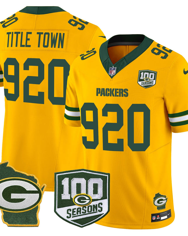 Men's Green Bay Packers 100th Season & Home Patch Vapor Limited Jersey - All Stitched