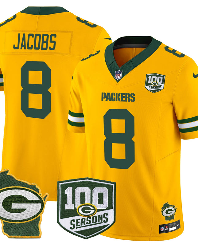 Men's Green Bay Packers 100th Season & Home Patch Vapor Limited Jersey - All Stitched