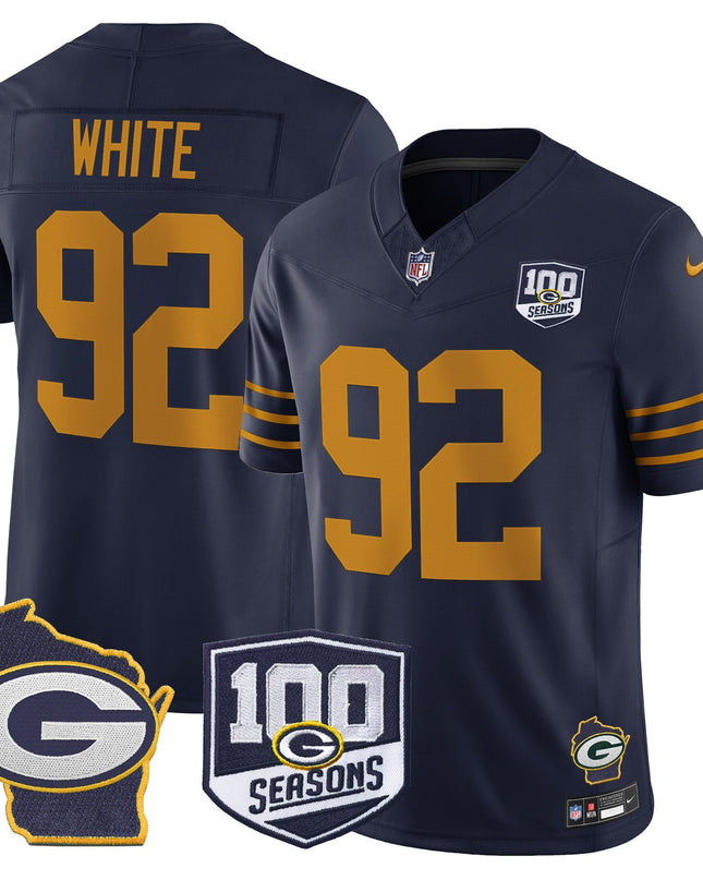 Men's Green Bay Packers 100th Season & Home Patch Vapor Limited Jersey - All Stitched