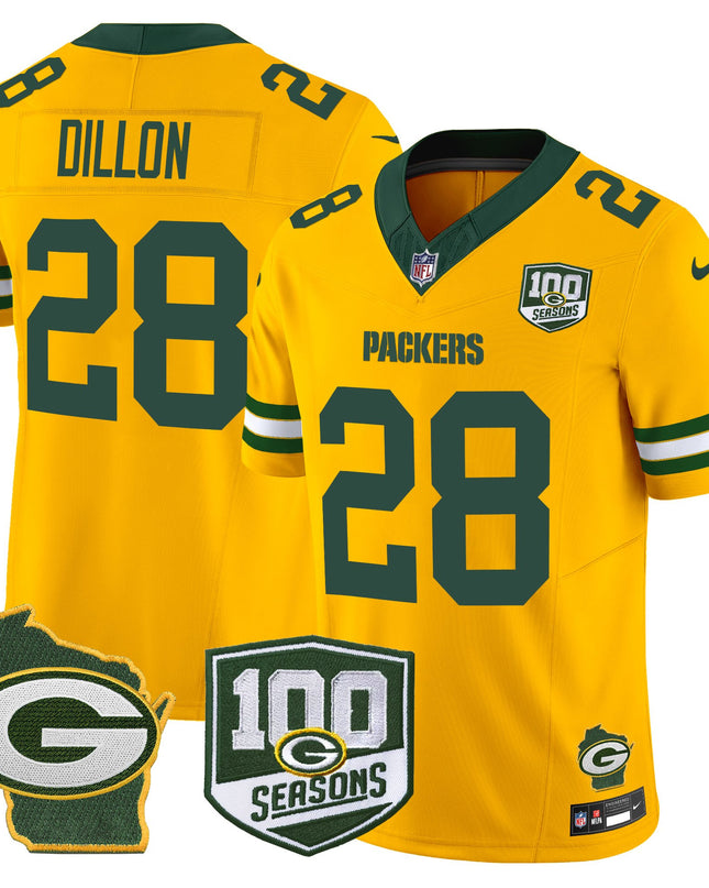 Men's Green Bay Packers 100th Season & Home Patch Vapor Limited Jersey - All Stitched