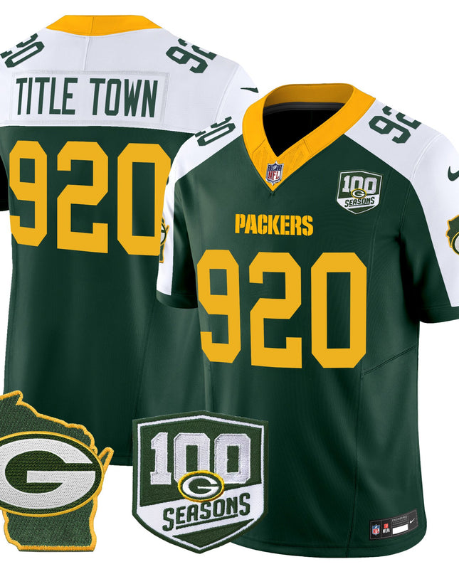 Men's Green Bay Packers 100th Season & Home Patch Vapor Limited Jersey - All Stitched