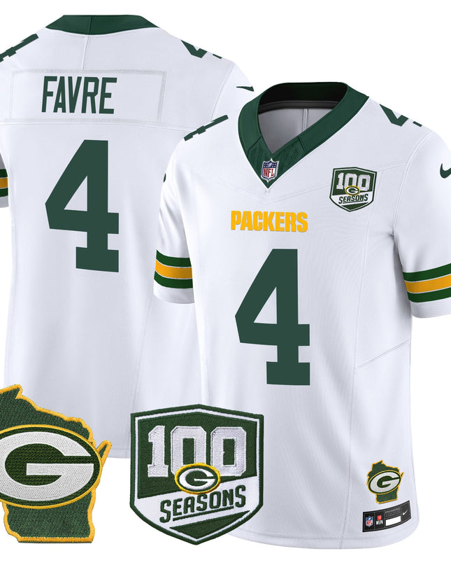 Men's Green Bay Packers 100th Season & Home Patch Vapor Limited Jersey - All Stitched