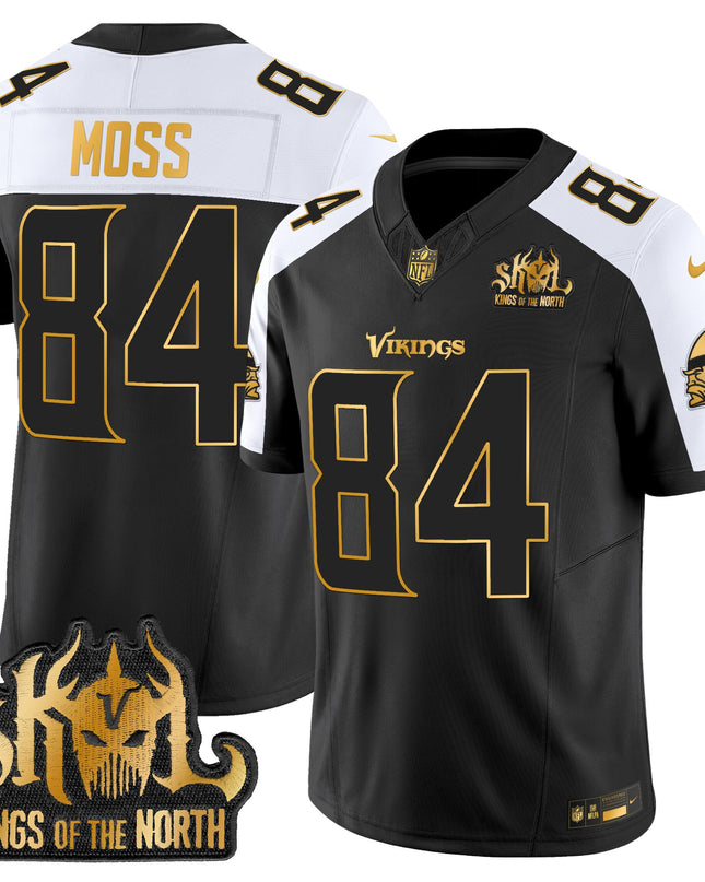 Men's Minnesota Vikings 2025 Gold Vapor Limited Jersey - Kings Of The North Patch - All Stitched