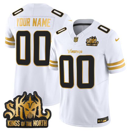 Minnesota Vikings 2025 Gold Vapor Limited Custom Jersey - Kings Of The North Patch - All Stitched