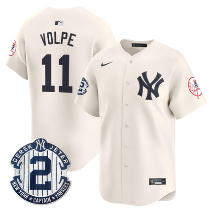 Men's New York Yankees Throwback Vapor Premier Limited Jersey - Derek Jeter Patch - All Stitched