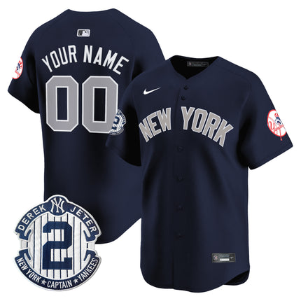 New York Yankees Throwback Vapor Premier Limited Custom Jersey - Derek Jeter Patch - All Stitched