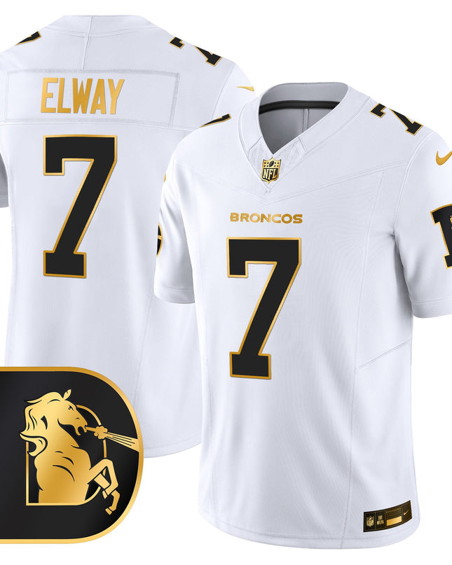 Men's Denver Broncos Throwback Gold Vapor Limited Jersey - All Stitched