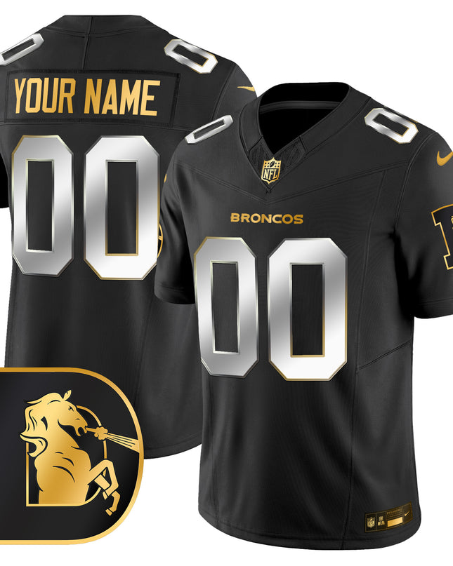 Denver Broncos Throwback Gold Vapor Limited Custom Jersey - All Stitched