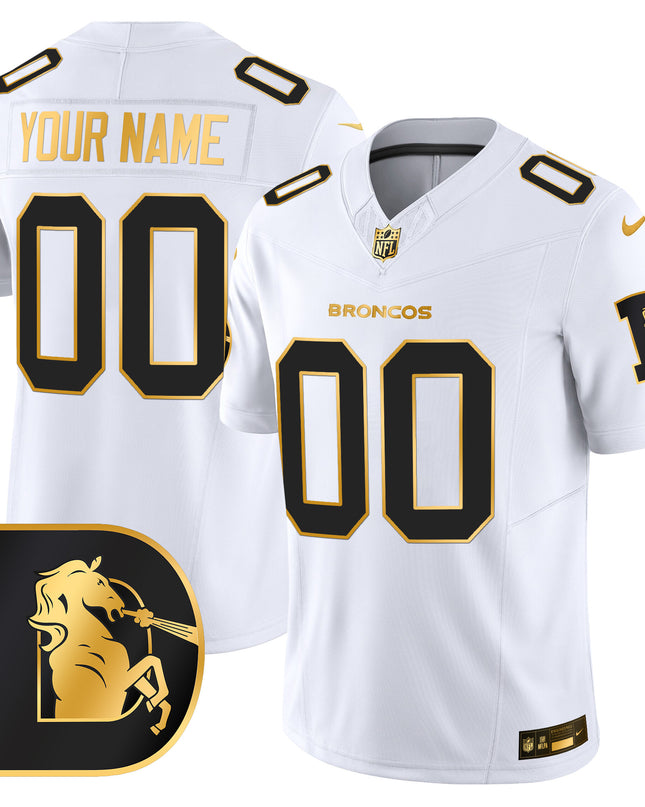 Denver Broncos Throwback Gold Vapor Limited Custom Jersey - All Stitched