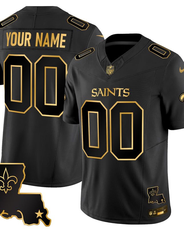 New Orleans Saints 2025 Gold Vapor Limited Custom Jersey - All Stitched