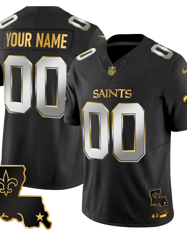 New Orleans Saints 2025 Gold Vapor Limited Custom Jersey - All Stitched