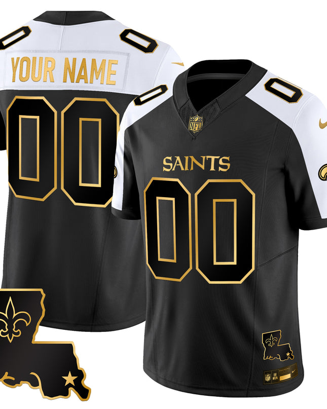 New Orleans Saints 2025 Gold Vapor Limited Custom Jersey - All Stitched