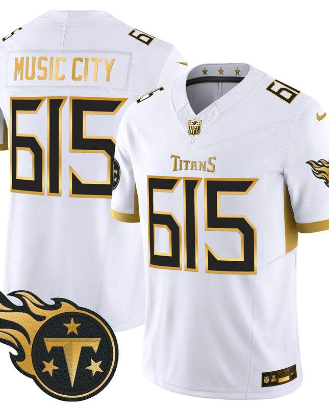 Men's Tennessee Titans 2025 Gold Vapor Limited Jersey - All Stitched