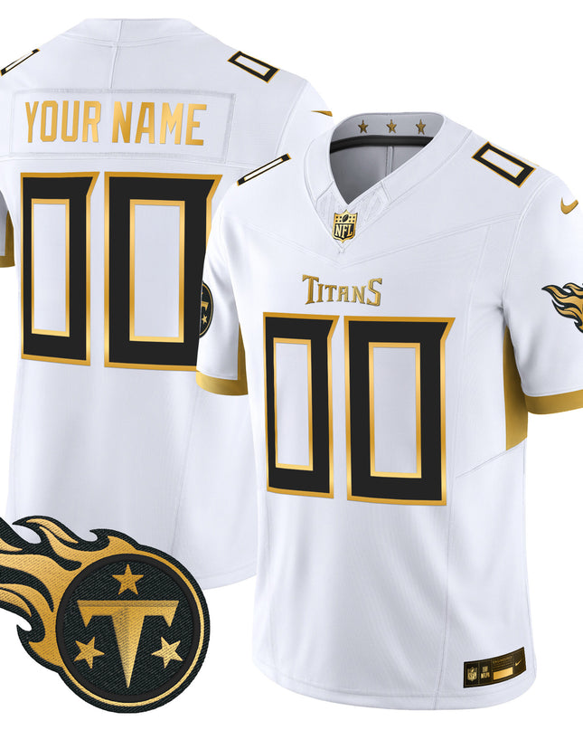 Tennessee Titans 2025 Gold Vapor Limited Custom Jersey - All Stitched