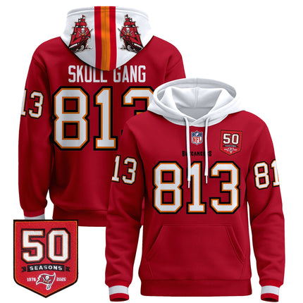 Men's Tampa Bay Buccaneers 50th Season Patch Premium Pullover Hoodie - All Stitched