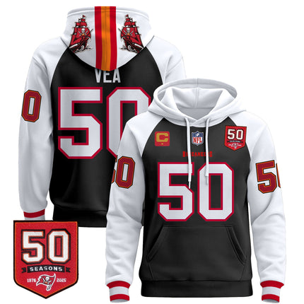 Men's Tampa Bay Buccaneers 50th Season Patch Premium Pullover Hoodie - All Stitched