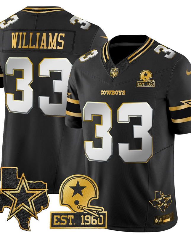 Men's Dallas Cowboys Est. 1960 & Texas Patch Gold Vapor Limited Jersey - All Stitched