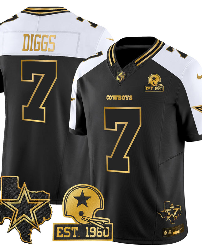 Men's Dallas Cowboys Est. 1960 & Texas Patch Gold Vapor Limited Jersey - All Stitched