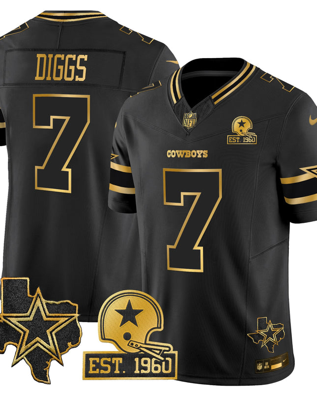 Men's Dallas Cowboys Est. 1960 & Texas Patch Gold Vapor Limited Jersey - All Stitched