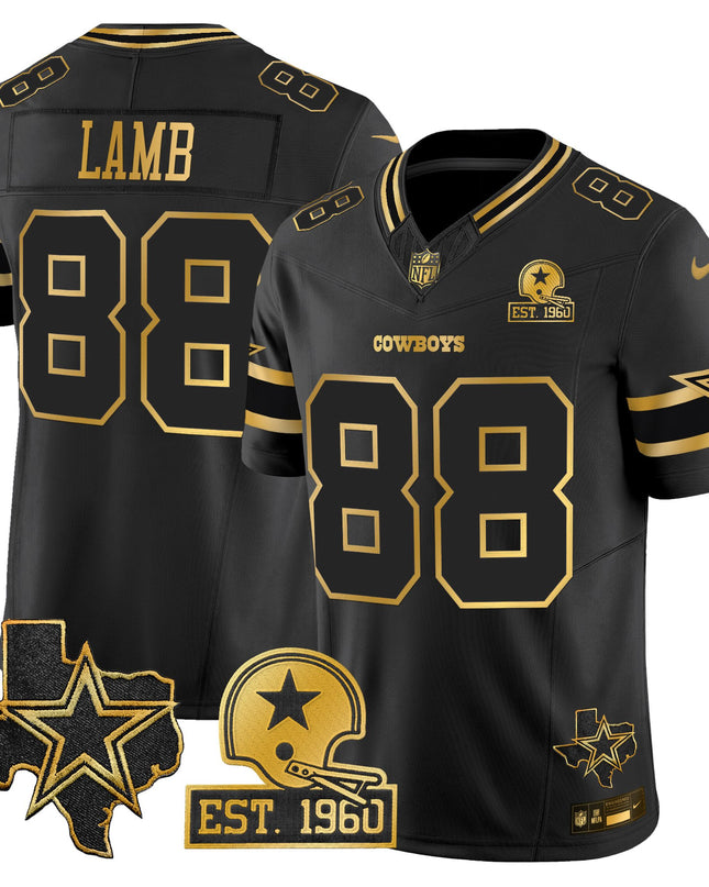 Men's Dallas Cowboys Est. 1960 & Texas Patch Gold Vapor Limited Jersey - All Stitched
